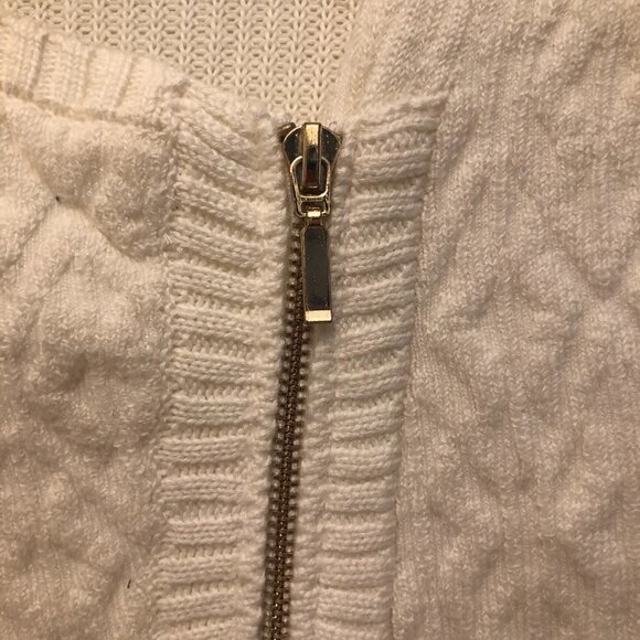 White House Black Market Off White Asymmetrical Zip Up Knit Cardigan Size M - Picture 4 of 11